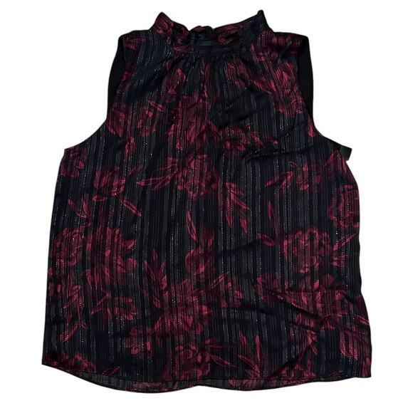 NWT White House Black Market Sleeveless Tie Back Red & Black Halter Top Large - Picture 1 of 6